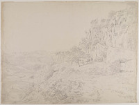 Y 001e
          <br/>
          Italiaans berglandschap met figuren die een brug naderen
          <br/>
          <em>Voogd, Hendrik (1768-1839)</em>